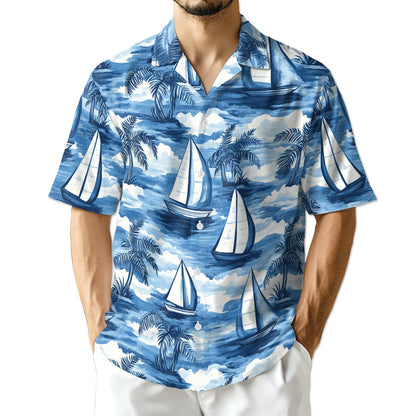 Azhawaiian Sailboats Blue Hawaiian Shirt for Men