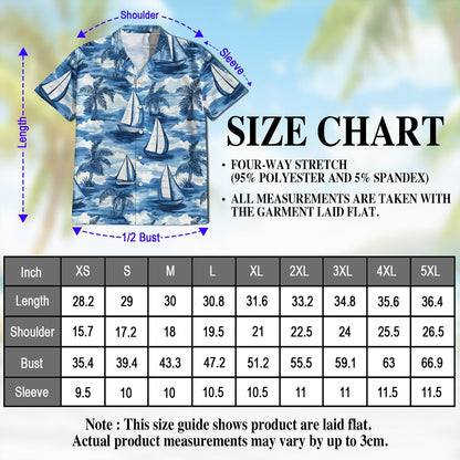 Sailboats Blue Hawaiian Shirt for Men, Button Down Aloha Shirt - Azhawaiian