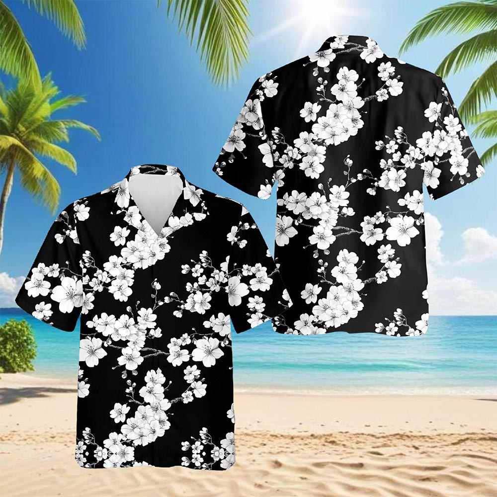 Sakura Cherry Blossom Hawaiian Shirt for Men, Button Down Aloha Shirt - Azhawaiian