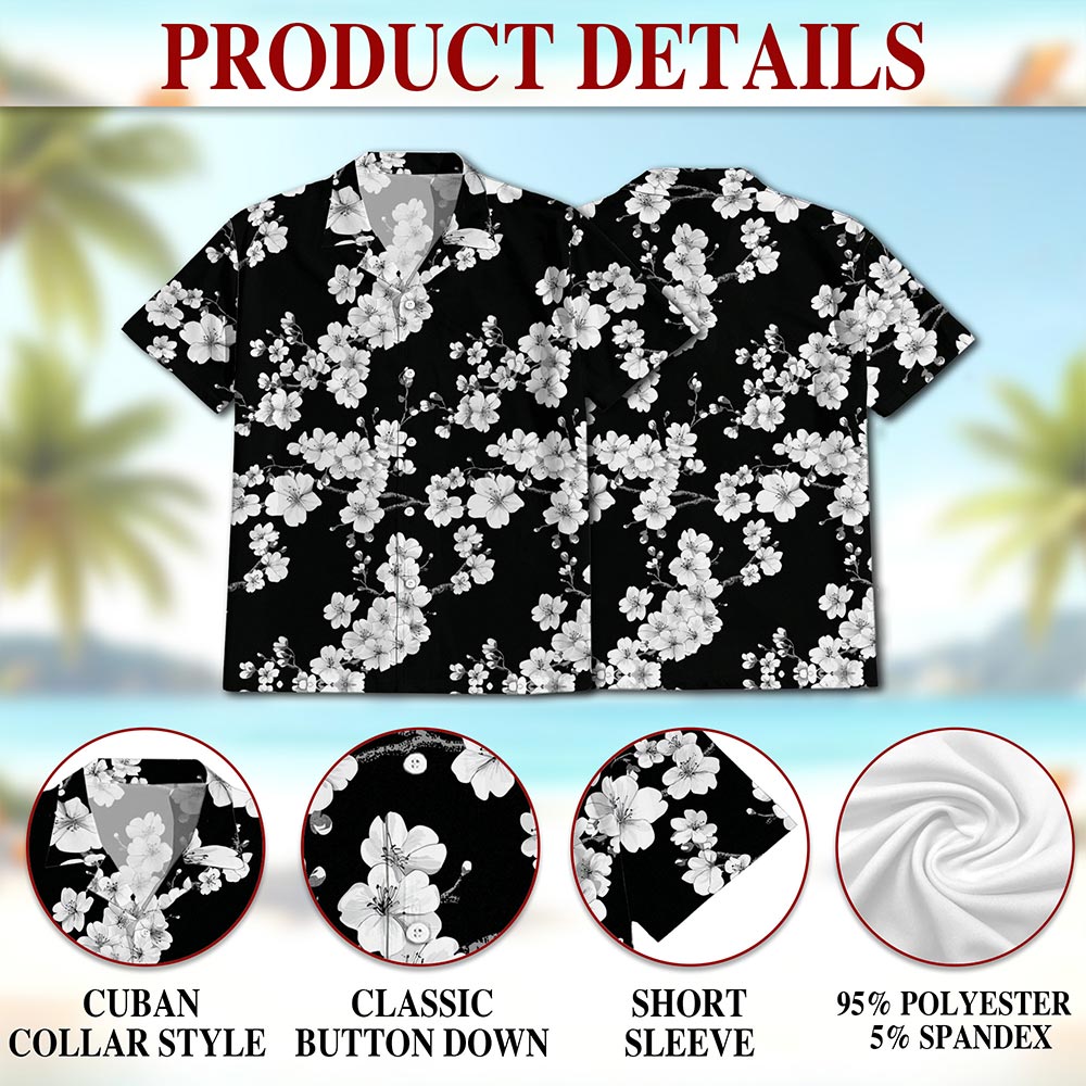 Sakura Cherry Blossom Hawaiian Shirt for Men, Button Down Aloha Shirt - Azhawaiian