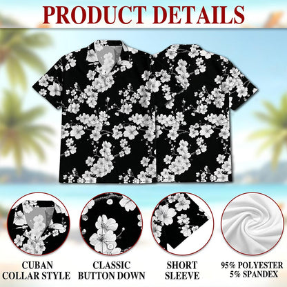 Sakura Cherry Blossom Hawaiian Shirt for Men, Button Down Aloha Shirt - Azhawaiian