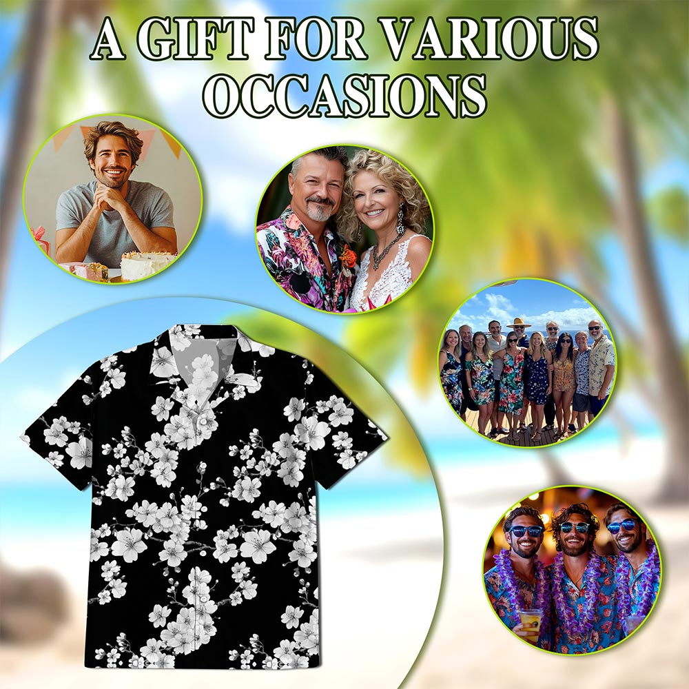 Sakura Cherry Blossom Hawaiian Shirt for Men, Button Down Aloha Shirt - Azhawaiian