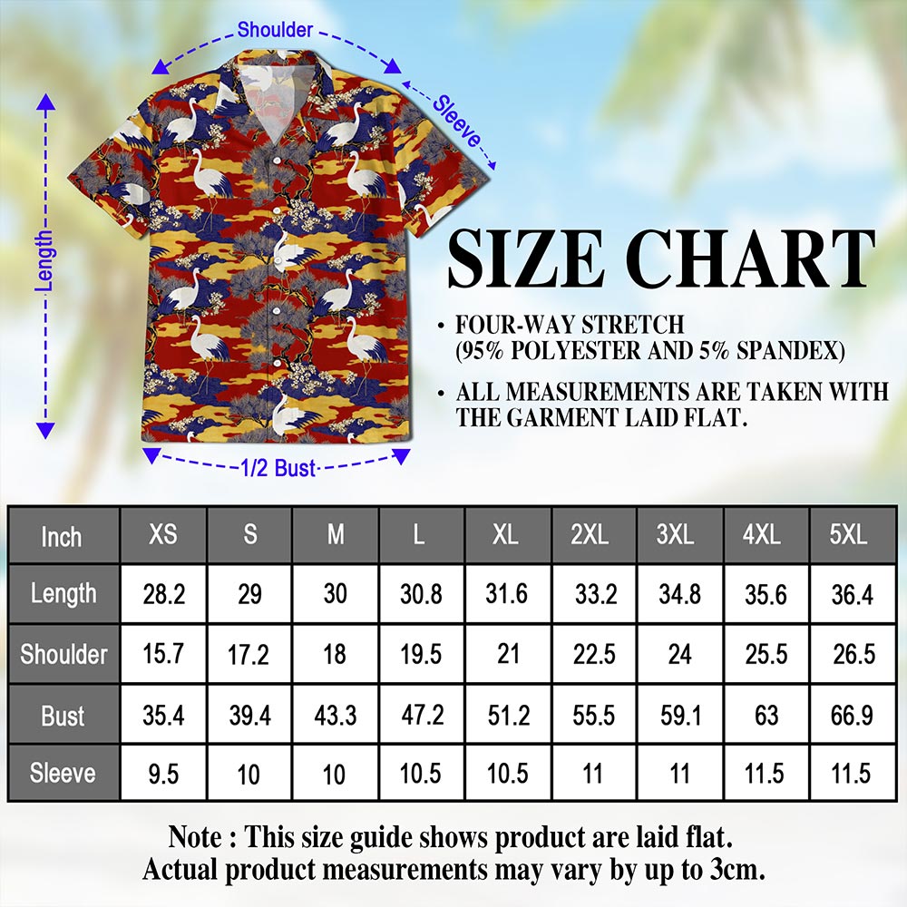 Sakura Redheaded Crane Hawaiian Shirt for Men, Button Down Aloha Shirt - Azhawaiian