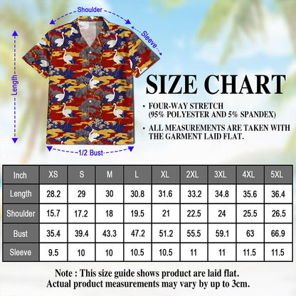 Sakura Redheaded Crane Hawaiian Shirt for Men, Button Down Aloha Shirt - Azhawaiian