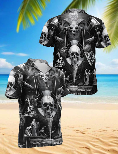Satanic Symbol Hawaiian Shirt for Men, Button Down Aloha Shirt - Azhawaiian