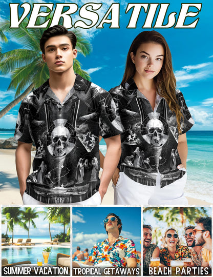 Satanic Symbol Hawaiian Shirt for Men, Button Down Aloha Shirt - Azhawaiian
