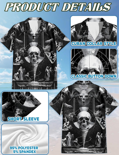 Satanic Symbol Hawaiian Shirt for Men, Button Down Aloha Shirt - Azhawaiian