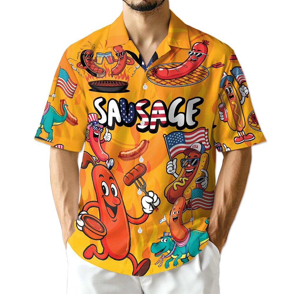 Azhawaiian Sausage Hawaiian Shirt for Men