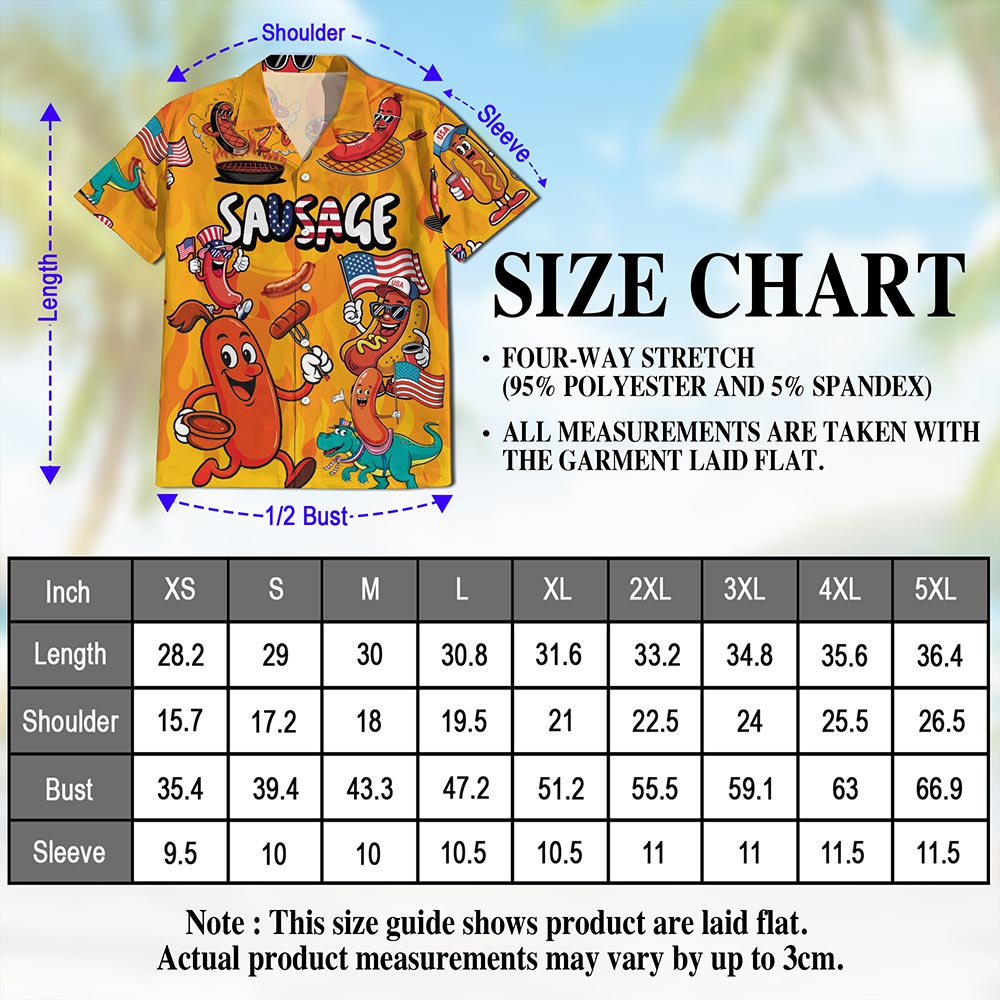 Sausage Hawaiian Shirt for Men, Button Down Aloha Shirt - Azhawaiian