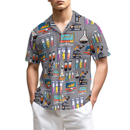 Science Print Design Hawaiian Shirt for Men, Button Down Aloha Shirt - Azhawaiian