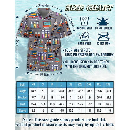 Science Print Design Hawaiian Shirt for Men, Button Down Aloha Shirt - Azhawaiian