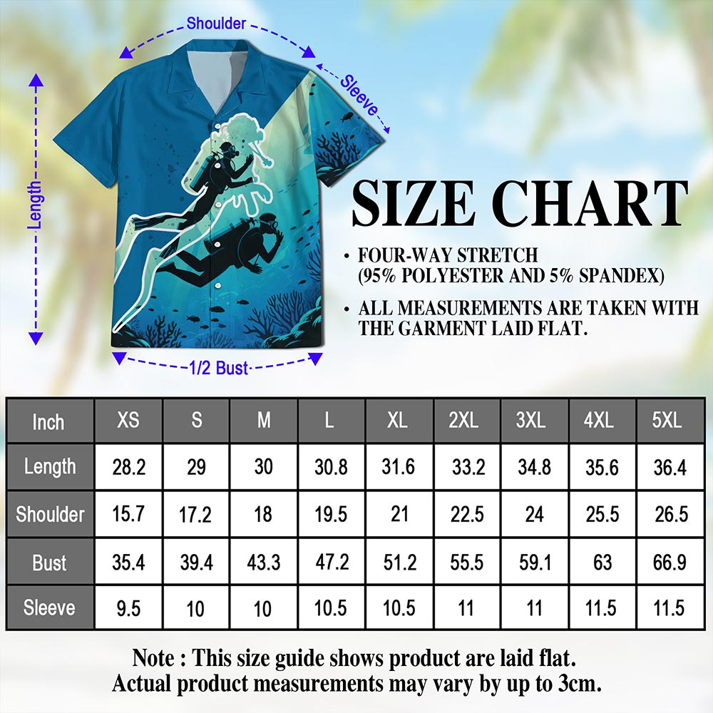Scuba Diving Hawaiian Shirt for Men, Button Down Aloha Shirt - Azhawaiian