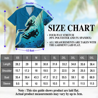 Scuba Diving Hawaiian Shirt for Men, Button Down Aloha Shirt - Azhawaiian