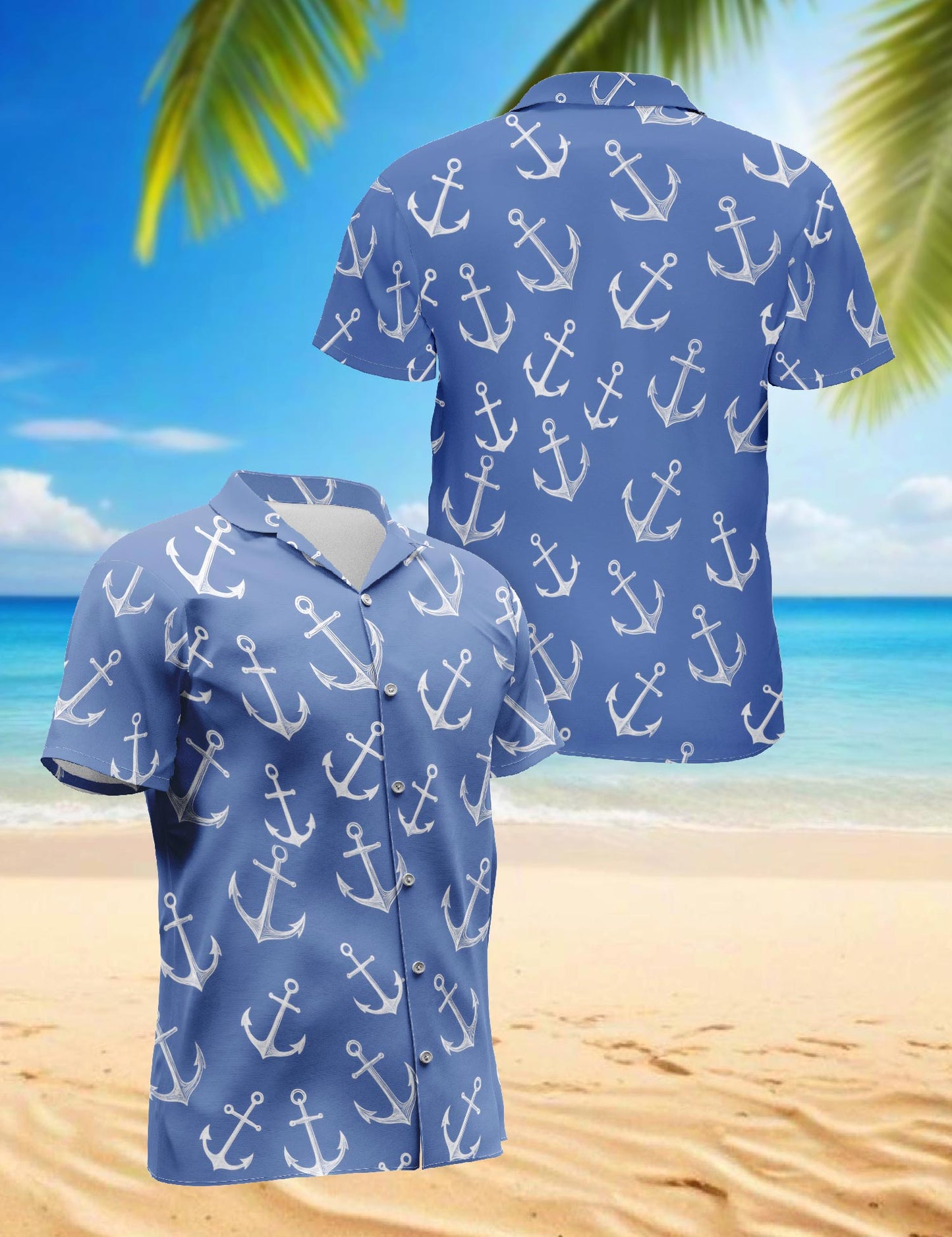 Sea Anchor Hawaiian Shirt for Men, Button Down Aloha Shirt - Azhawaiian