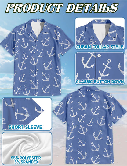 Sea Anchor Hawaiian Shirt for Men, Button Down Aloha Shirt - Azhawaiian