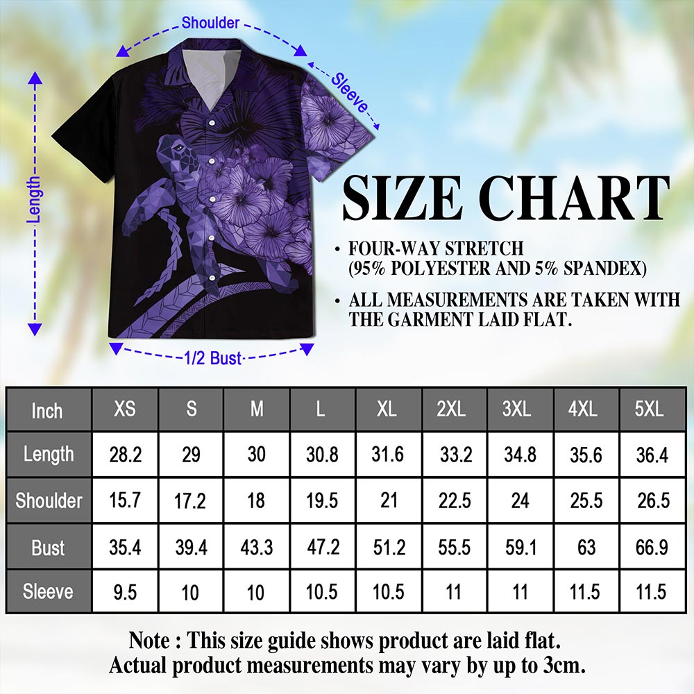 Sea Turtle Flower Purple Hawaiian Shirt for Men, Button Down Aloha Shirt - Azhawaiian