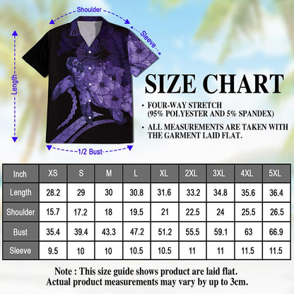 Sea Turtle Flower Purple Hawaiian Shirt for Men, Button Down Aloha Shirt - Azhawaiian
