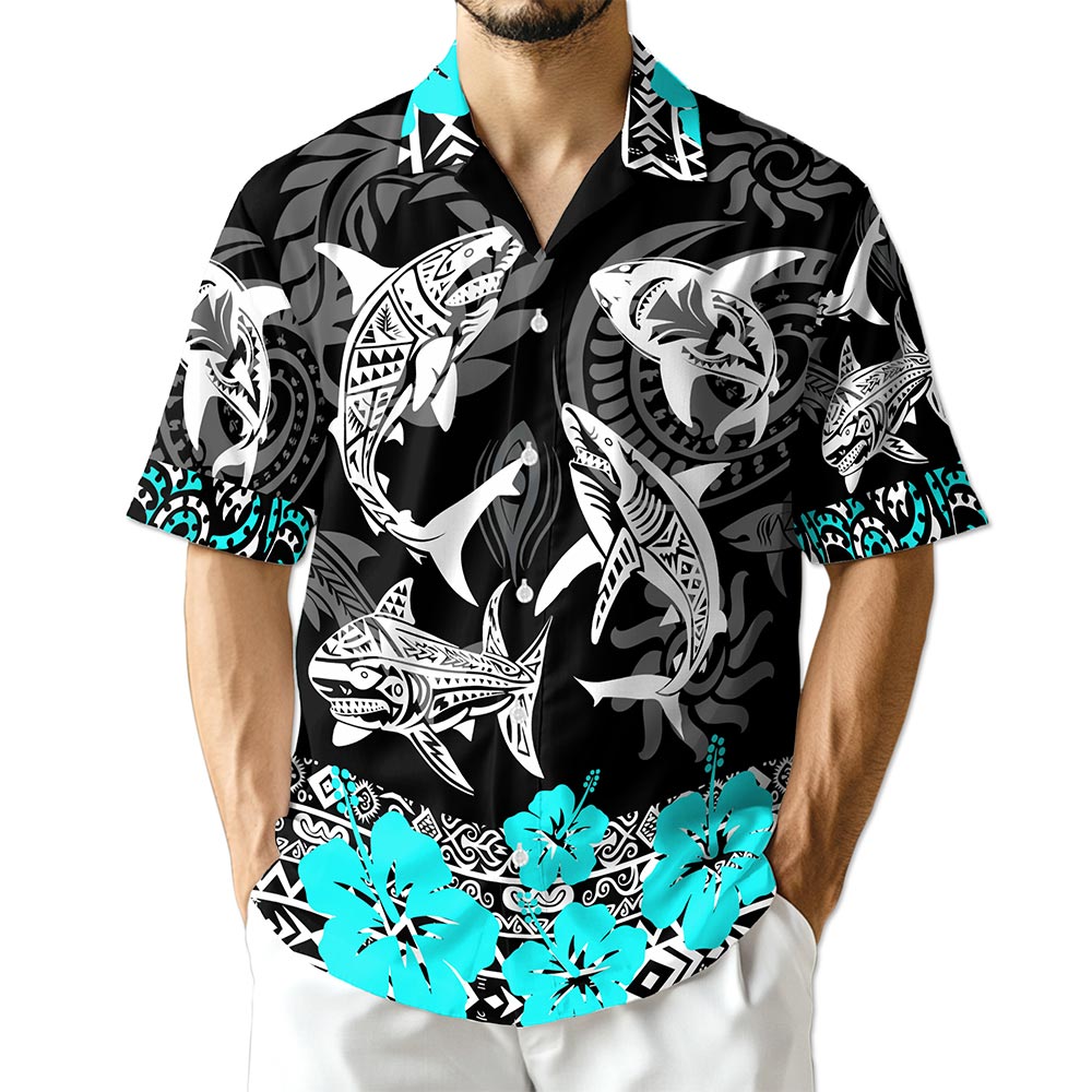 Shark Hawaiian Shirt for Men, Button Down Aloha Shirt - Azhawaiian