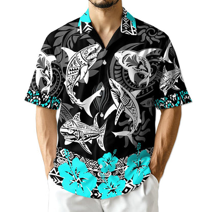 Shark Hawaiian Shirt for Men, Button Down Aloha Shirt - Azhawaiian
