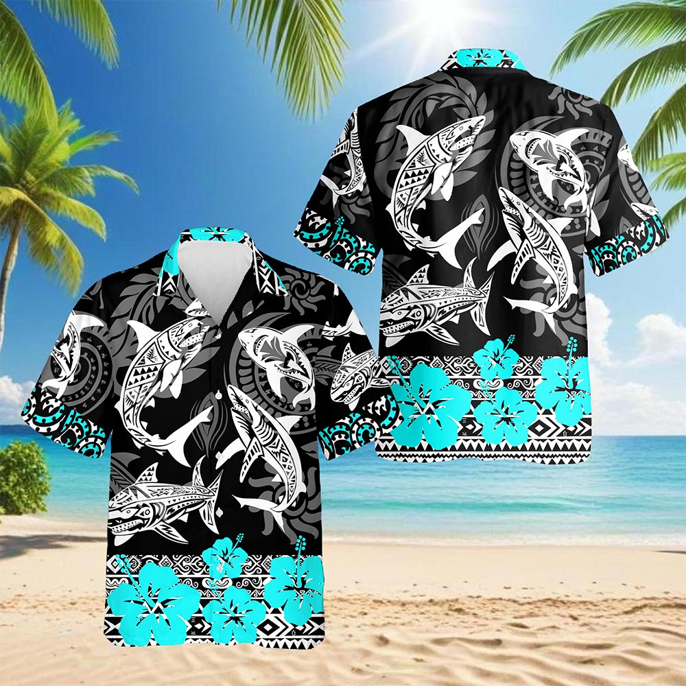 Shark Hawaiian Shirt for Men, Button Down Aloha Shirt - Azhawaiian