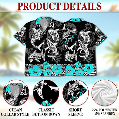 Shark Hawaiian Shirt for Men, Button Down Aloha Shirt - Azhawaiian