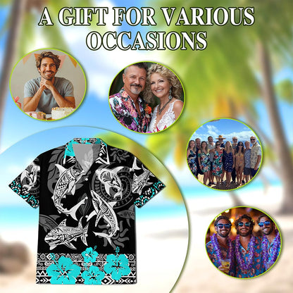 Shark Hawaiian Shirt for Men, Button Down Aloha Shirt - Azhawaiian