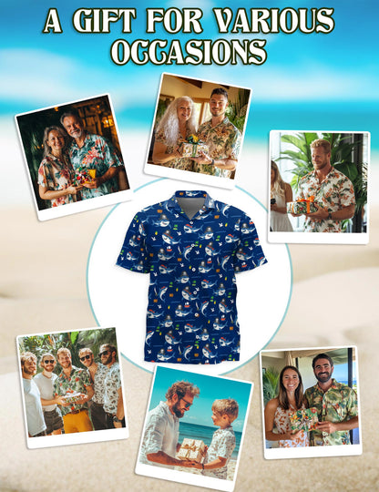 Shark Pirates Hawaiian Shirt for Men, Button Down Aloha Shirt - Azhawaiian