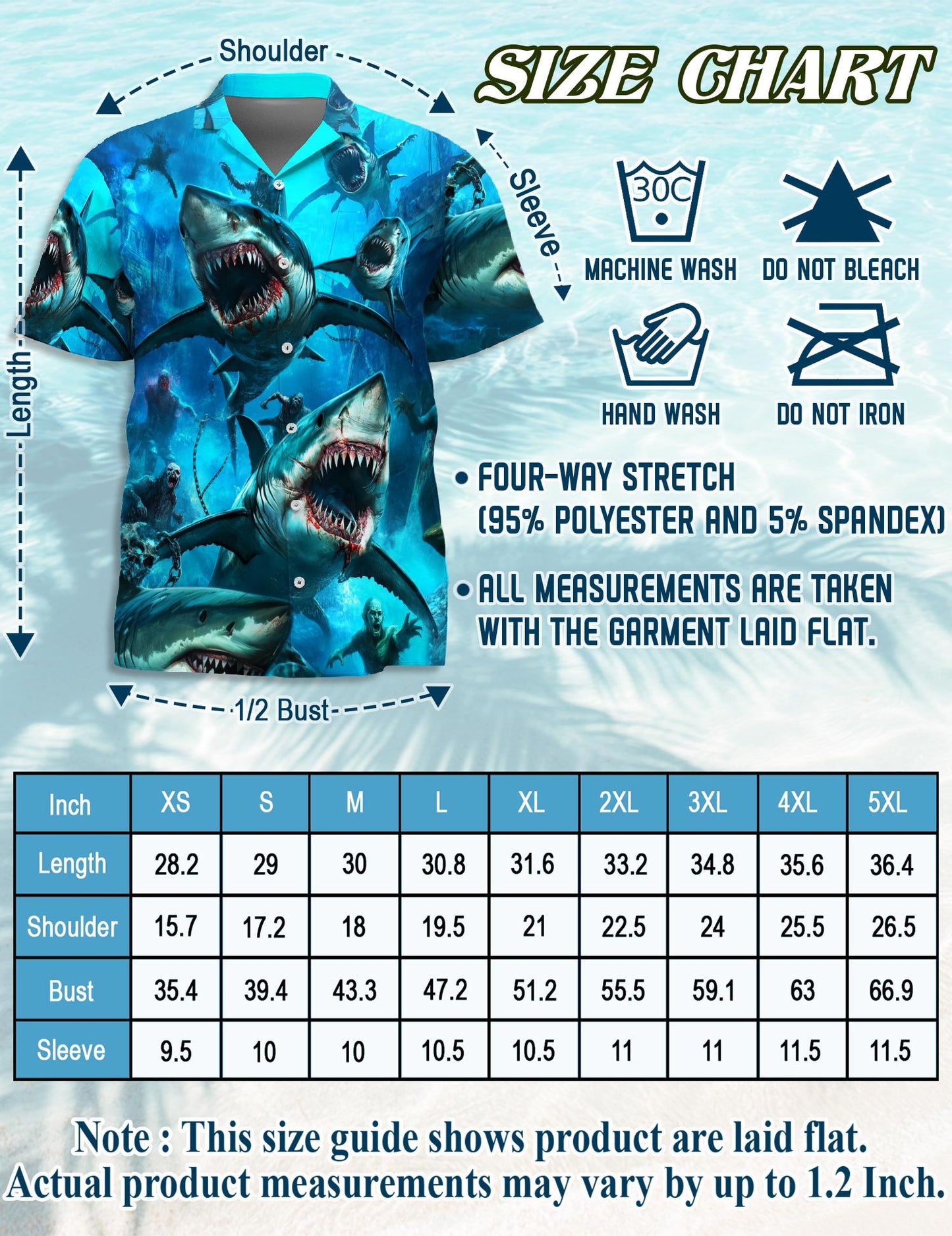 Sharks And Zombies War Hawaiian Shirt for Men, Button Down Aloha Shirt - Azhawaiian