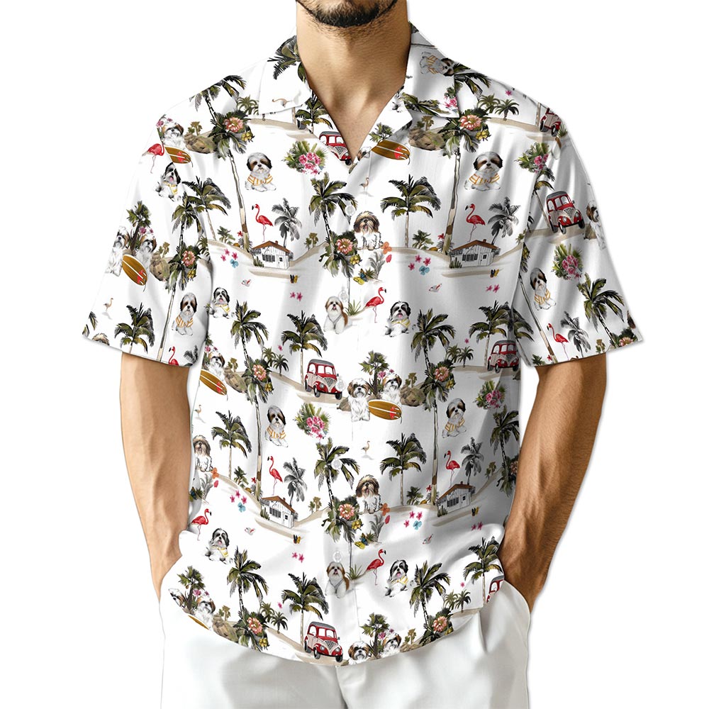 Azhawaiian Shih Tzu Dog Hawaiian Shirt for Men