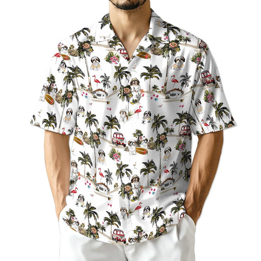 Azhawaiian Shih Tzu Dog Hawaiian Shirt for Men
