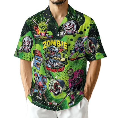 Azhawaiian Shut Your Five Hole Zombie Ice Hockey Hawaiian Shirt for Men