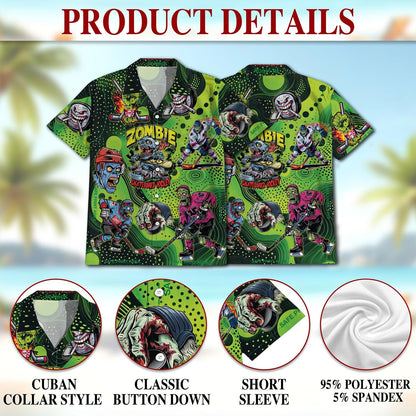 Shut Your Five Hole Zombie Ice Hockey Hawaiian Shirt for Men, Button Down Aloha Shirt - Azhawaiian