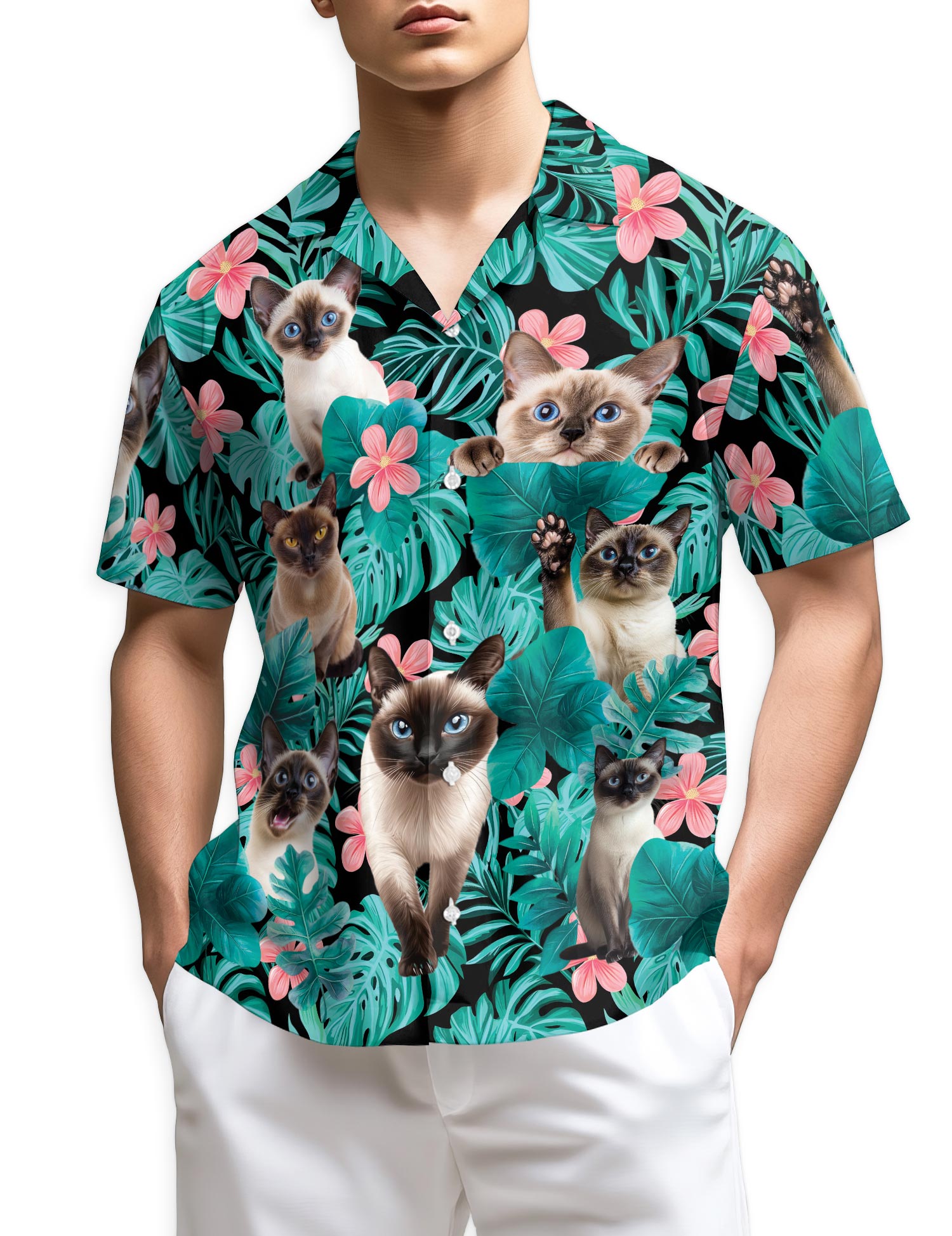 Azhawaiian Siamese Cat Hawaiian Shirt for Men