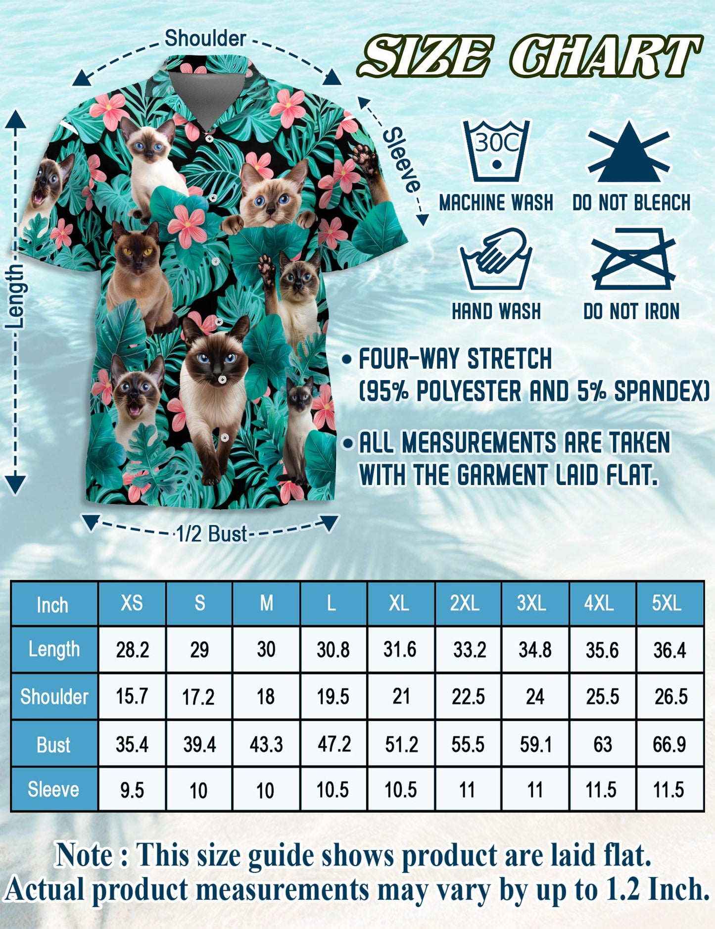 Siamese Cat Hawaiian Shirt for Men, Button Down Aloha Shirt - Azhawaiian