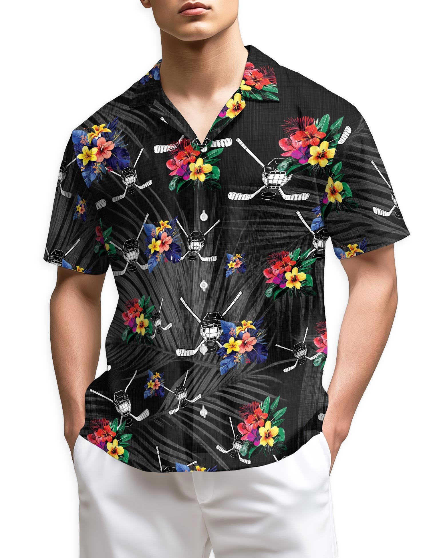 Azhawaiian Simple Hockey Hawaiian Shirt for Men