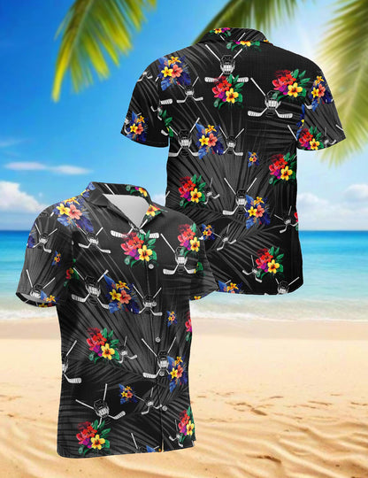 Simple Hockey Hawaiian Shirt for Men, Button Down Aloha Shirt - Azhawaiian