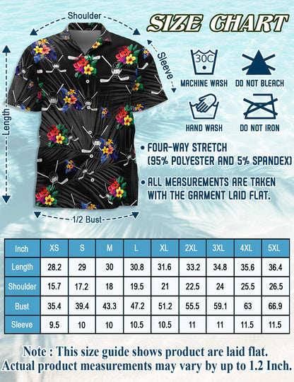Simple Hockey Hawaiian Shirt for Men, Button Down Aloha Shirt - Azhawaiian