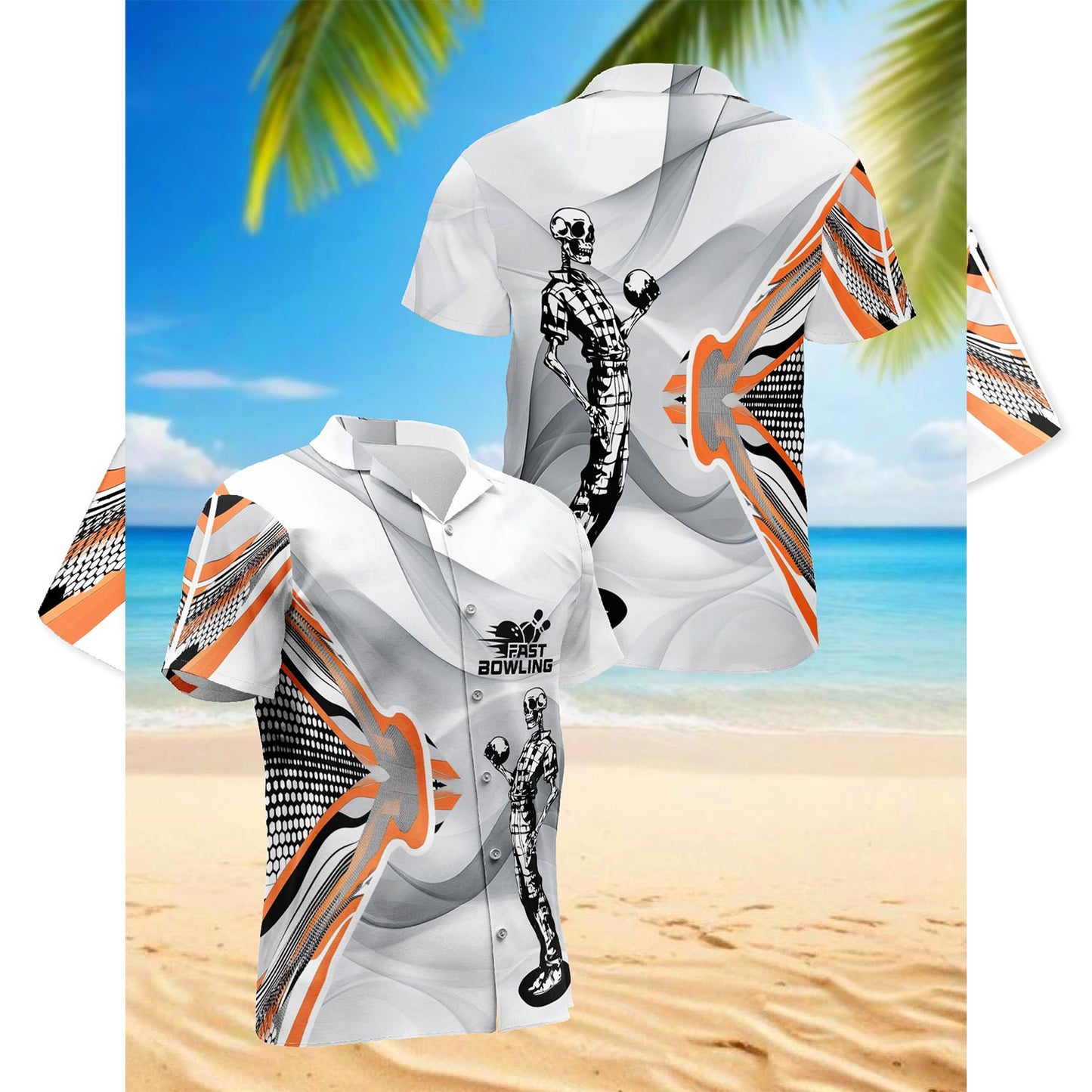Skeleton Bowling Hawaiian Shirt for Men, Button Down Aloha Shirt - Azhawaiian