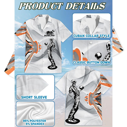 Skeleton Bowling Hawaiian Shirt for Men, Button Down Aloha Shirt - Azhawaiian