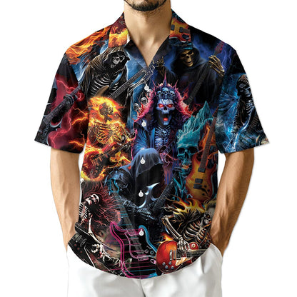Azhawaiian Skeleton Electric Guitar Hawaiian Shirt for Men