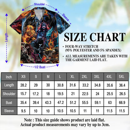 Skeleton Electric Guitar Hawaiian Shirt for Men, Button Down Aloha Shirt - Azhawaiian