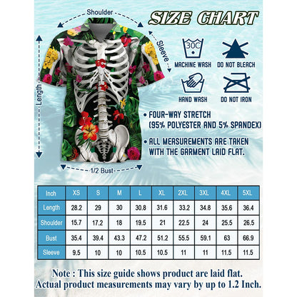 Skeleton Flowers On The Inside Hawaiian Shirt for Men, Button Down Aloha Shirt - Azhawaiian