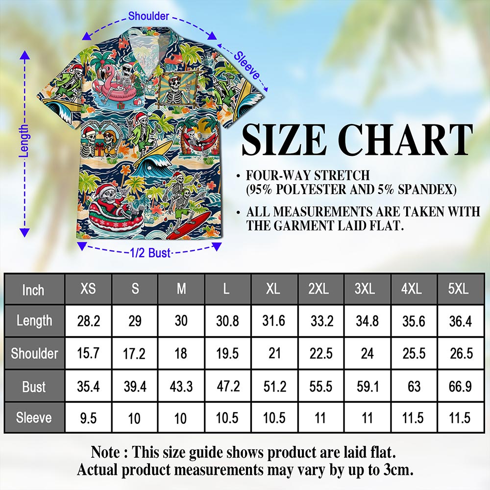 Skeleton Santa Hawaiian Shirt for Men, Button Down Aloha Shirt - Azhawaiian