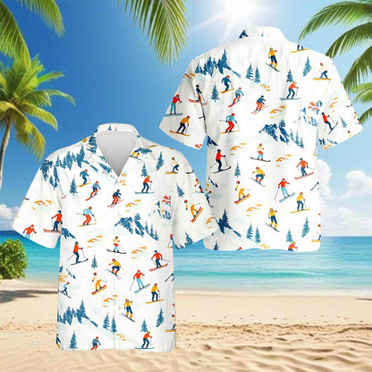 Ski Hawaiian Shirt for Men, Button Down Aloha Shirt - Azhawaiian