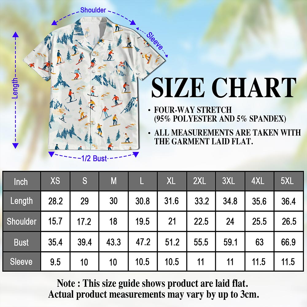 Ski Hawaiian Shirt for Men, Button Down Aloha Shirt - Azhawaiian