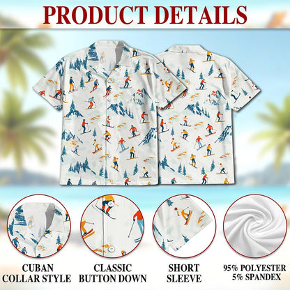 Ski Hawaiian Shirt for Men, Button Down Aloha Shirt - Azhawaiian