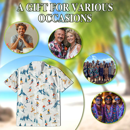 Ski Hawaiian Shirt for Men, Button Down Aloha Shirt - Azhawaiian
