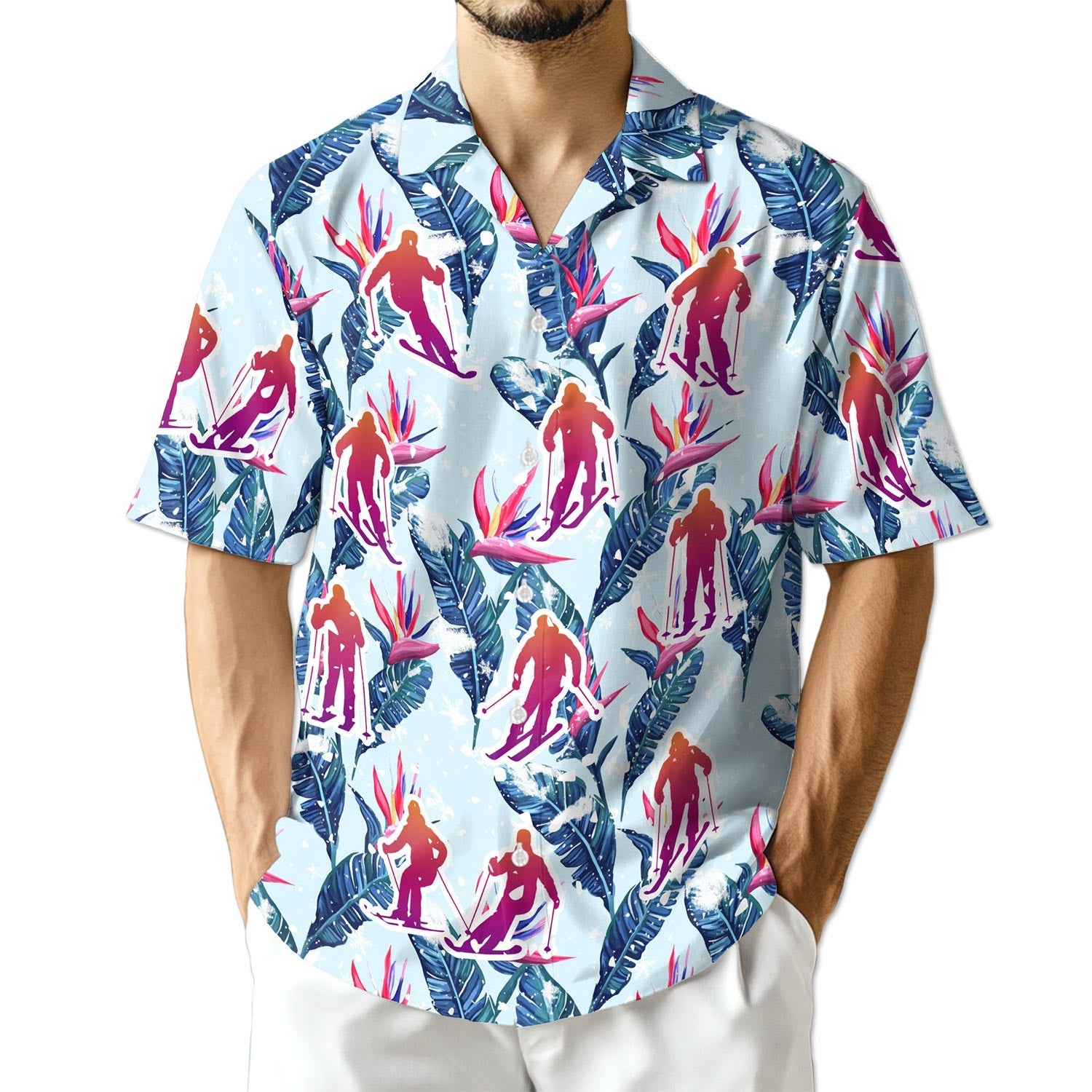 Azhawaiian Skiing Hawaiian Shirt for Men