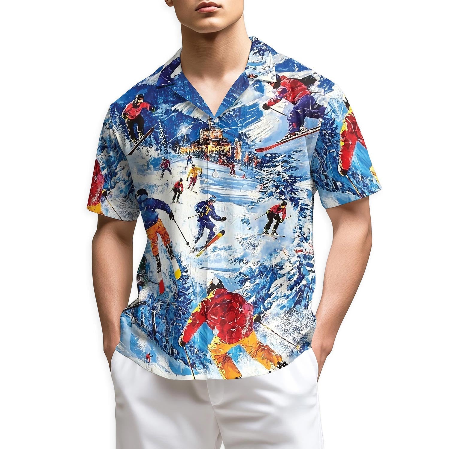 Azhawaiian Skiing Hawaiian Shirt for Men