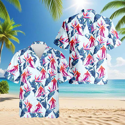 Skiing Hawaiian Shirt for Men, Button Down Aloha Shirt - Azhawaiian